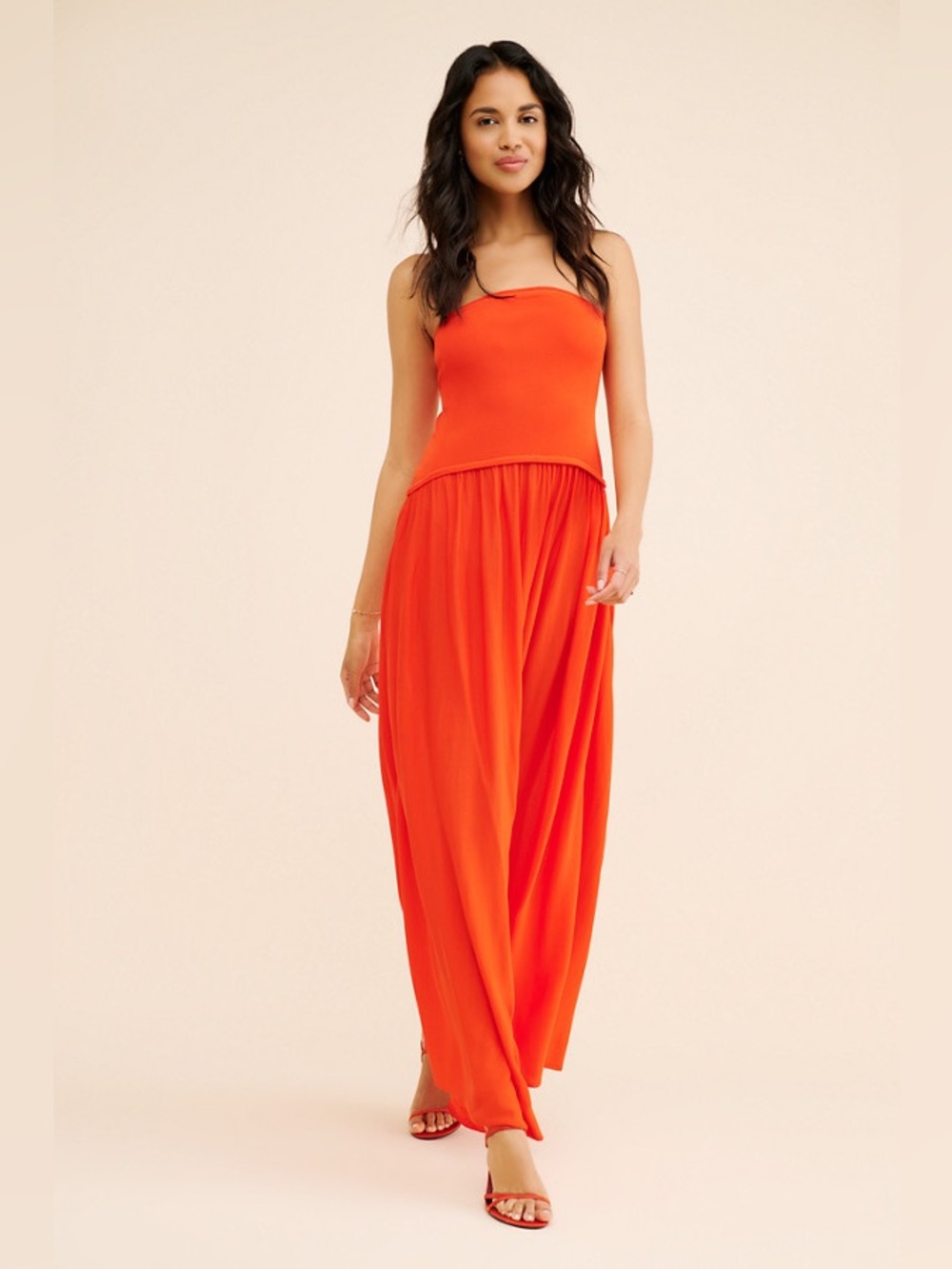 Solid & Striped The Sasha Dress - Orange Strapless Maxi